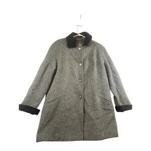 Herman Kay Womens Gray Wool Blend Button Front Coat Size 16